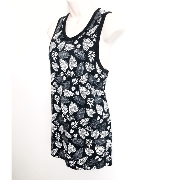 🆕 Mossimo leaf floral long tank top small scoop neck - Picture 4 of 10